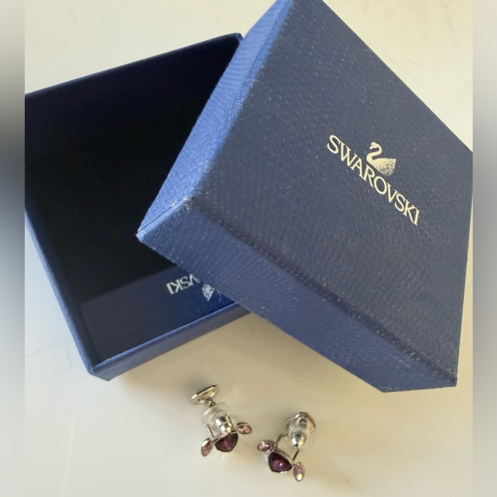 Swarovski Purple and Silver Crystal Earrings
